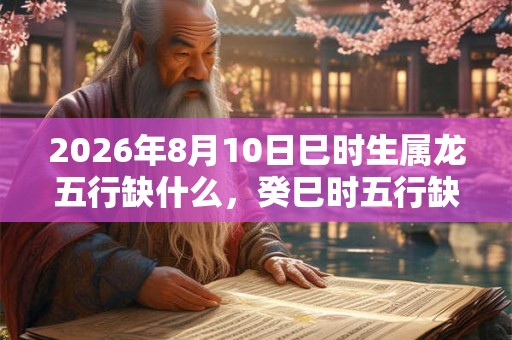 2026年8月10日巳时生属龙五行缺什么，癸巳时五行缺什么