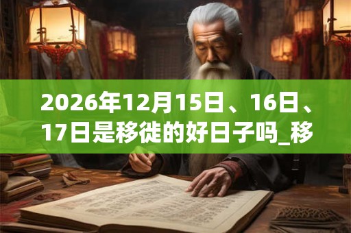 2026年12月15日、16日、17日是移徙的好日子吗_移徙可以吗
