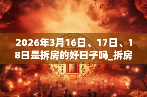 2026年3月16日、17日、18日是拆房的好日子吗_拆房可以吗