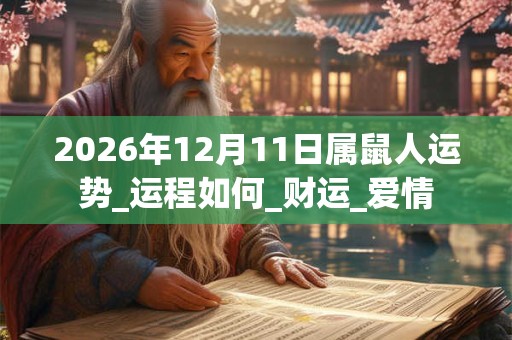 2026年12月11日属鼠人运势_运程如何_财运_爱情