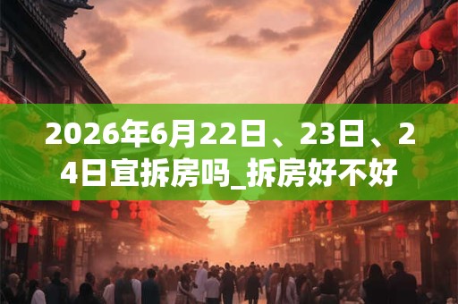 2026年6月22日、23日、24日宜拆房吗_拆房好不好