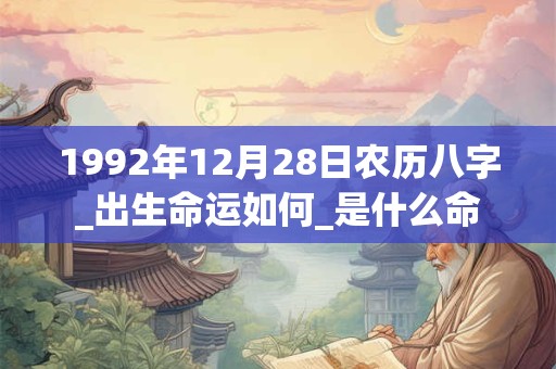 1992年12月28日农历八字_出生命运如何_是什么命