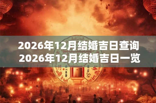 2026年12月结婚吉日查询 2026年12月结婚吉日一览表