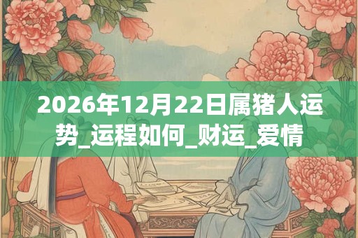 2026年12月22日属猪人运势_运程如何_财运_爱情