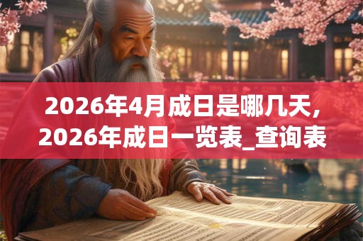 2026年4月成日是哪几天,2026年成日一览表_查询表