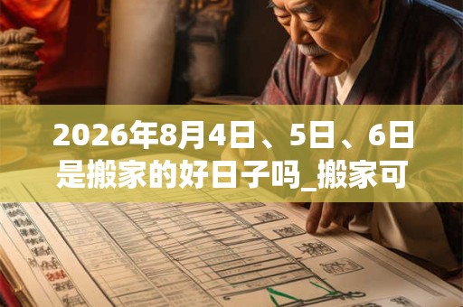 2026年8月4日、5日、6日是搬家的好日子吗_搬家可以吗