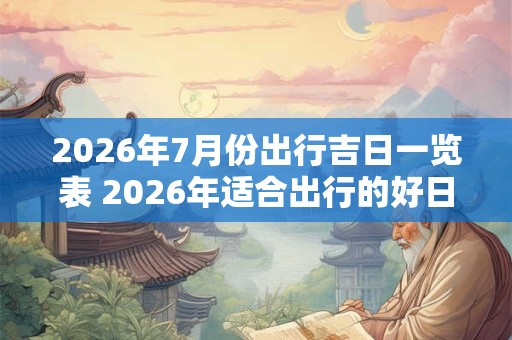 2026年7月份出行吉日一览表 2026年适合出行的好日子