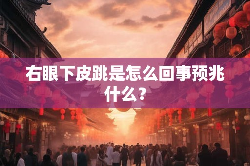 右眼下皮跳是怎么回事预兆什么？