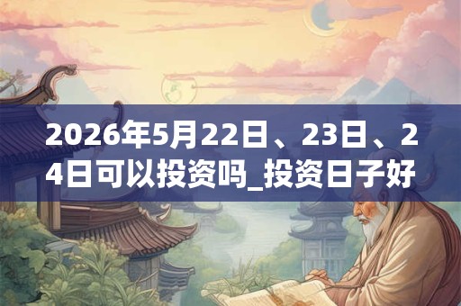 2026年5月22日、23日、24日可以投资吗_投资日子好吗