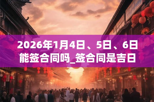 2026年1月4日、5日、6日能签合同吗_签合同是吉日吗