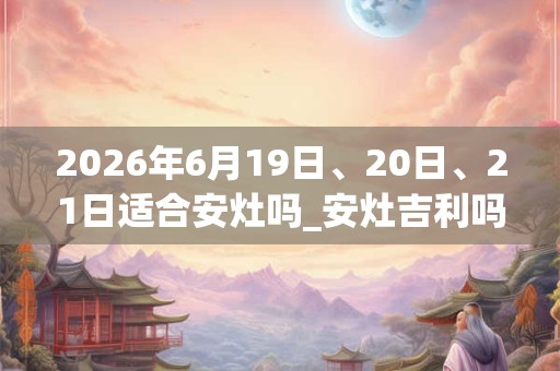 2026年6月19日、20日、21日适合安灶吗_安灶吉利吗