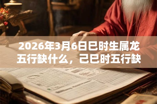 2026年3月6日巳时生属龙五行缺什么，己巳时五行缺什么