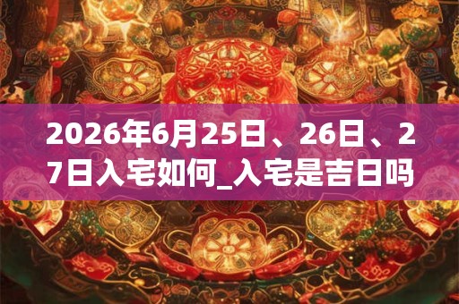 2026年6月25日、26日、27日入宅如何_入宅是吉日吗