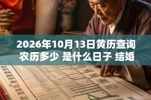 2026年10月13日黄历查询 农历多少 是什么日子 结婚吉时
