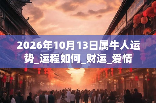2026年10月13日属牛人运势_运程如何_财运_爱情