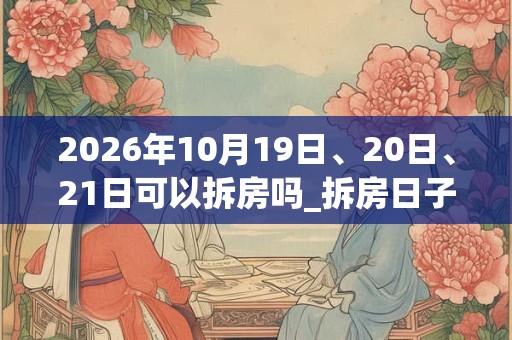 2026年10月19日、20日、21日可以拆房吗_拆房日子好吗