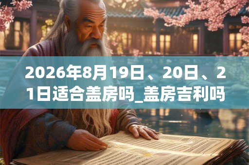 2026年8月19日、20日、21日适合盖房吗_盖房吉利吗