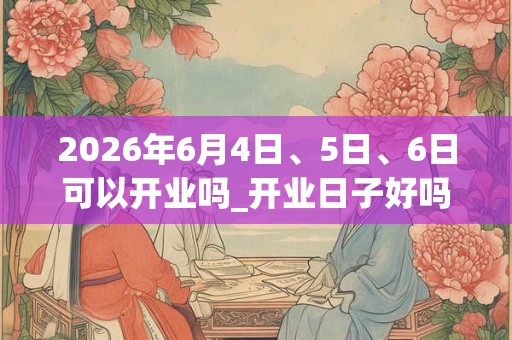 2026年6月4日、5日、6日可以开业吗_开业日子好吗