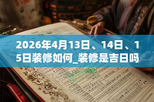 2026年4月13日、14日、15日装修如何_装修是吉日吗