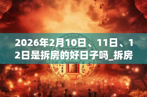 2026年2月10日、11日、12日是拆房的好日子吗_拆房可以吗