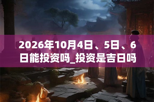 2026年10月4日、5日、6日能投资吗_投资是吉日吗