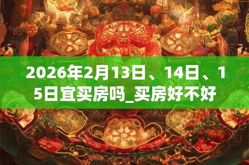 2026年2月13日、14日、15日宜买房吗_买房好不好