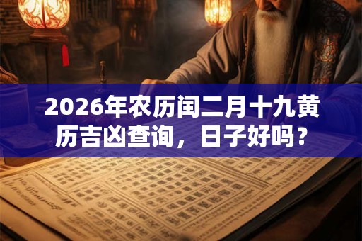2026年农历闰二月十九黄历吉凶查询，日子好吗？