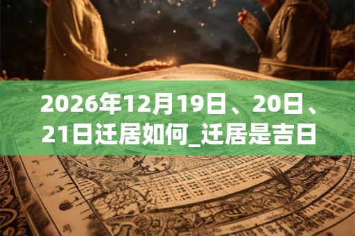 2026年12月19日、20日、21日迁居如何_迁居是吉日吗