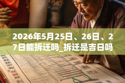2026年5月25日、26日、27日能拆迁吗_拆迁是吉日吗
