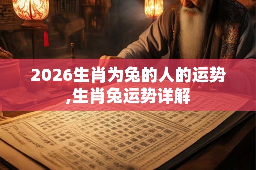 2026生肖为兔的人的运势,生肖兔运势详解
