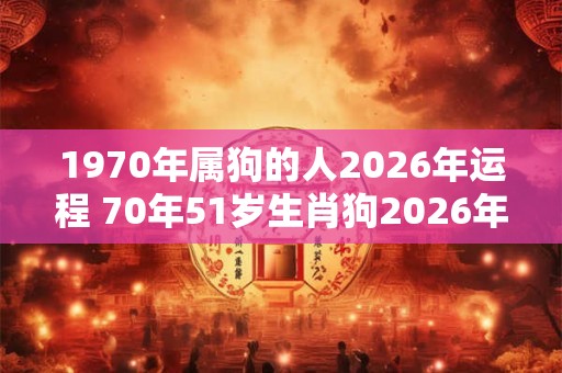 1970年属狗的人2026年运程 70年51岁生肖狗2026年运势