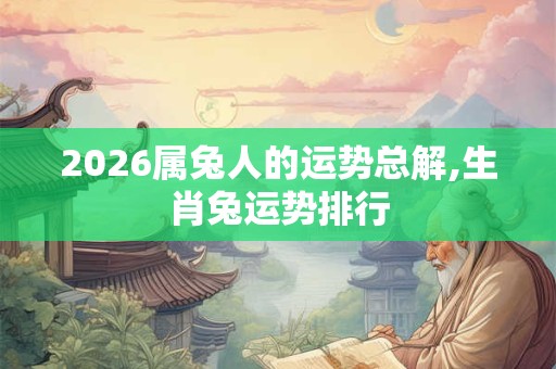 2026属兔人的运势总解,生肖兔运势排行