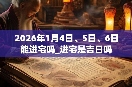2026年1月4日、5日、6日能进宅吗_进宅是吉日吗