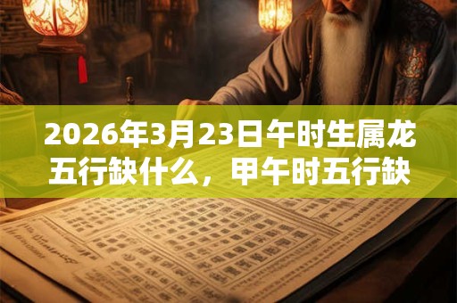 2026年3月23日午时生属龙五行缺什么，甲午时五行缺什么