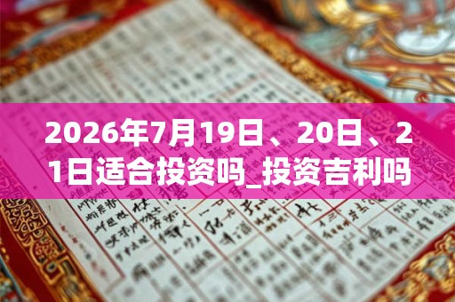 2026年7月19日、20日、21日适合投资吗_投资吉利吗