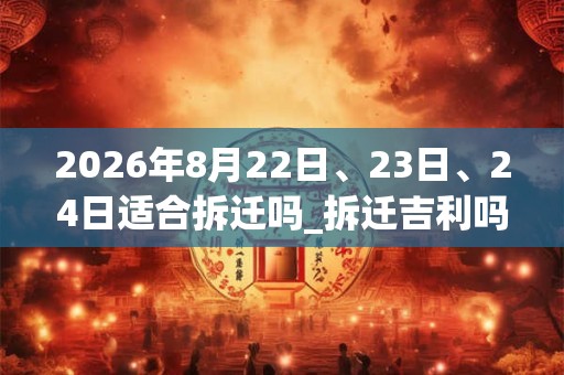 2026年8月22日、23日、24日适合拆迁吗_拆迁吉利吗