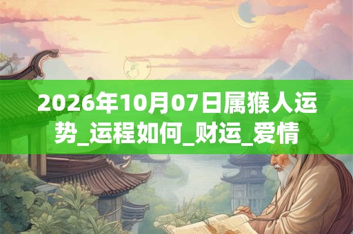 2026年10月07日属猴人运势_运程如何_财运_爱情