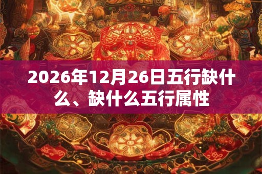 2026年12月26日五行缺什么、缺什么五行属性
