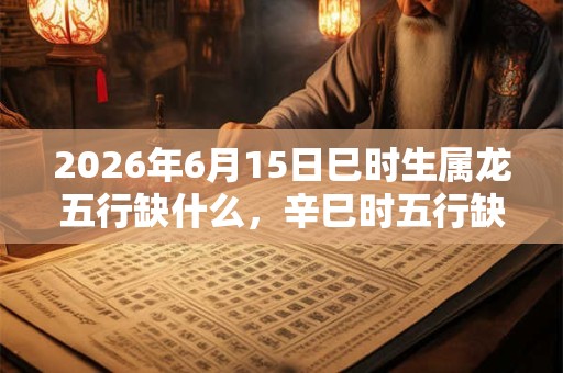 2026年6月15日巳时生属龙五行缺什么，辛巳时五行缺什么