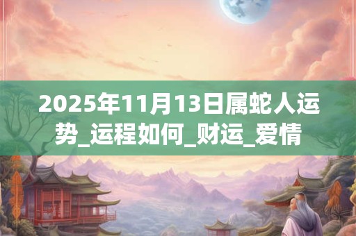 2025年11月13日属蛇人运势_运程如何_财运_爱情
