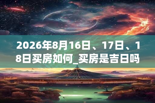 2026年8月16日、17日、18日买房如何_买房是吉日吗