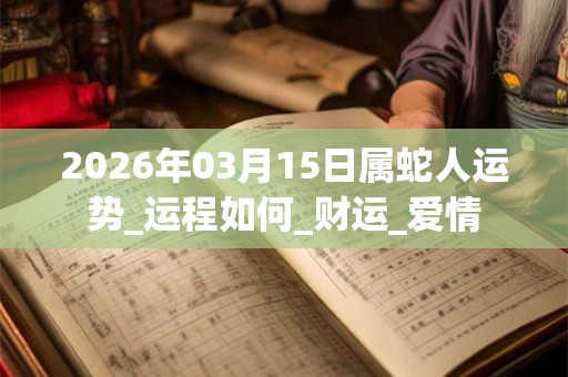 2026年03月15日属蛇人运势_运程如何_财运_爱情