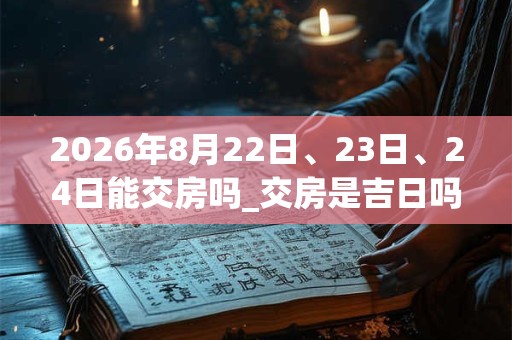 2026年8月22日、23日、24日能交房吗_交房是吉日吗
