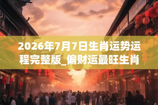 2026年7月7日生肖运势运程完整版_偏财运最旺生肖