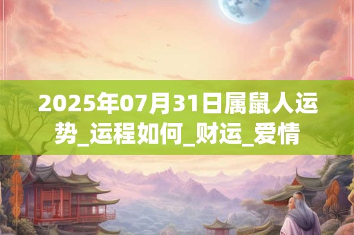 2025年07月31日属鼠人运势_运程如何_财运_爱情