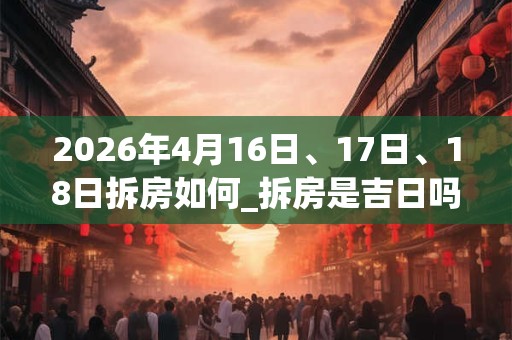 2026年4月16日、17日、18日拆房如何_拆房是吉日吗