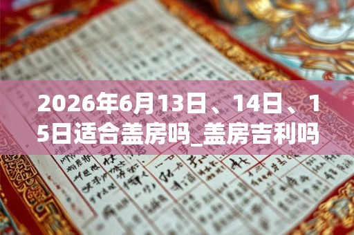 2026年6月13日、14日、15日适合盖房吗_盖房吉利吗