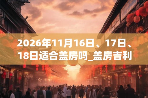 2026年11月16日、17日、18日适合盖房吗_盖房吉利吗
