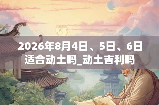 2026年8月4日、5日、6日适合动土吗_动土吉利吗