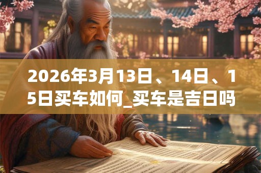 2026年3月13日、14日、15日买车如何_买车是吉日吗